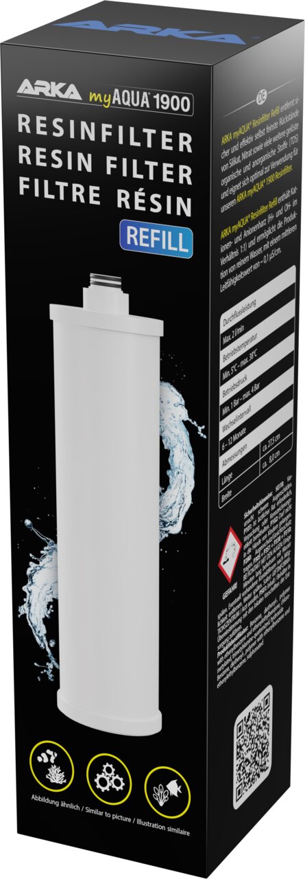 ARKA myAQUA 1900 Resin Filter Refill Harzfilter-Nachfüllkartusche für Aquarien, Wasseraufbereitung, 1 Stück.