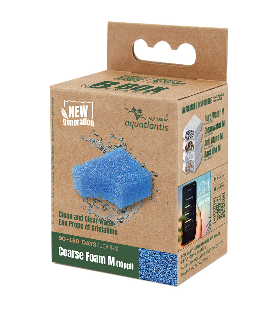 Aquatlantis Coarse Foam M (10ppi), blauer Filterschaum für Aquarien, reinigt Wasser, 90–150 Tage Nutzungsdauer, für Aquarienbesitzer.