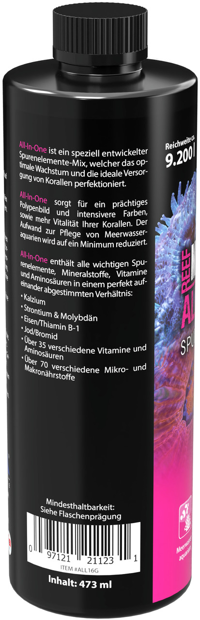 MICROBE-LIFT All-in-One, Spurenelemente-Mix für Meerwasseraquarien, 473 ml, fördert Korallenwachstum, reicht für 9.200 Liter.