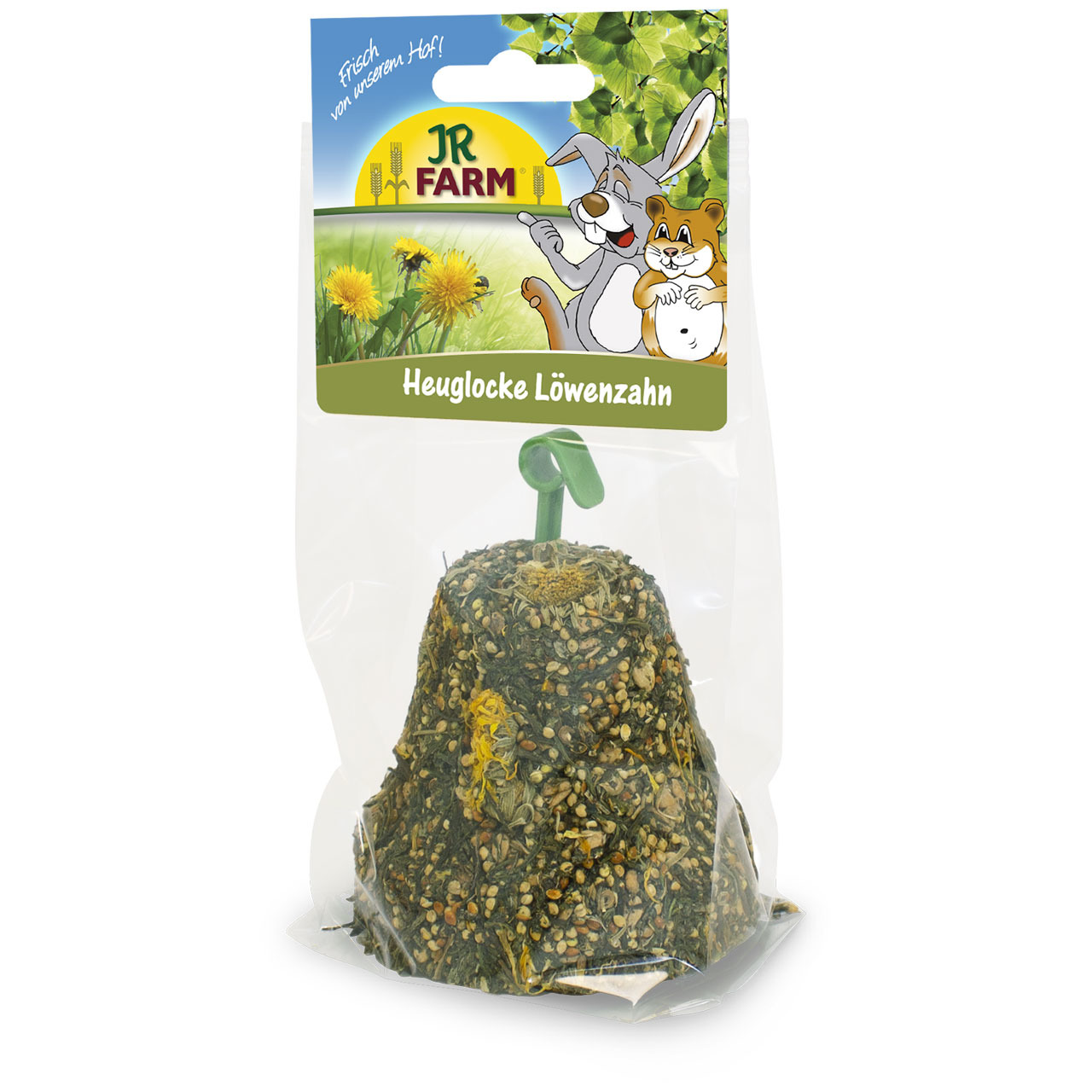 JR FARM Heuglocke Löwenzahn, Naturprodukt für Kaninchen-Nager, aus Löwenzahn+Saaten, Zahnpflege+Beschäftigung, ca. 150 g.