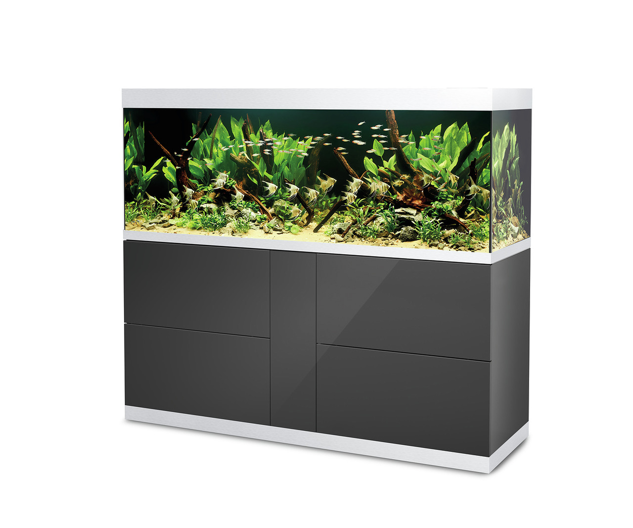 Oase HighLine Aquarium 300, 300 L, für Süßwasserfische, modernes Design, schwarzer Unterschrank, ideal für Aquaristik-Enthusiasten.