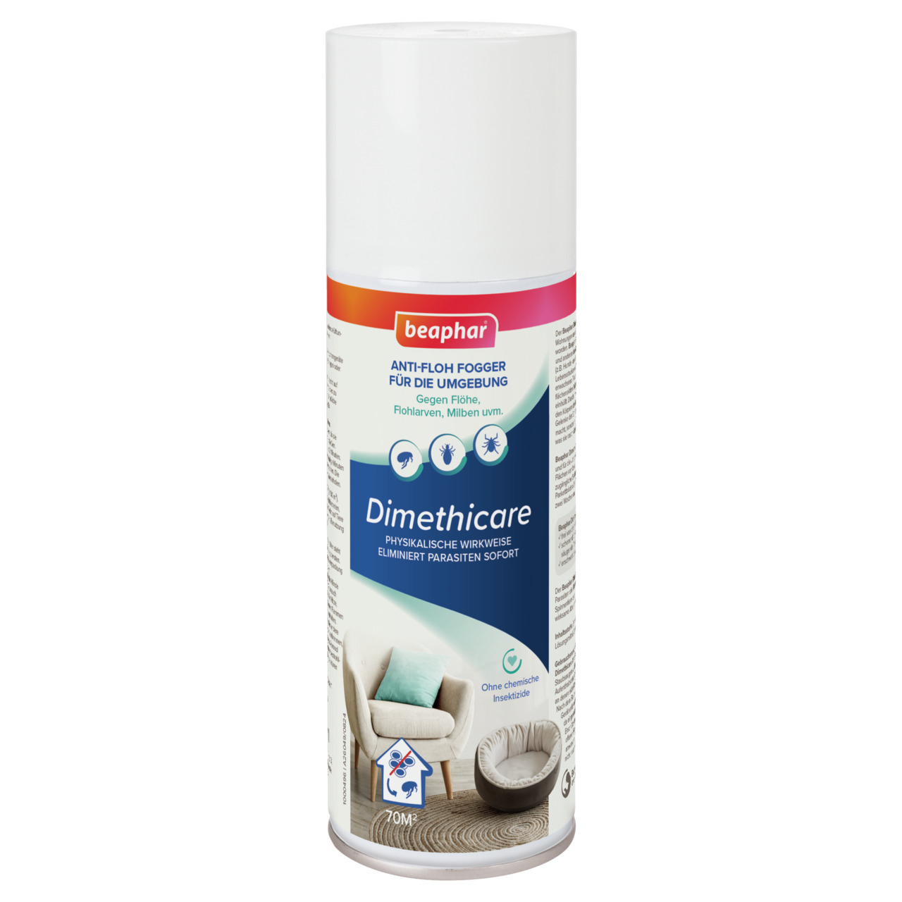 beaphar Dimethicare Anti-Floh Fogger, 70 ml, für Haustierbesitzer, gegen Flöhe, Larven & Milben, wirkt physikalisch, ohne Chemie.