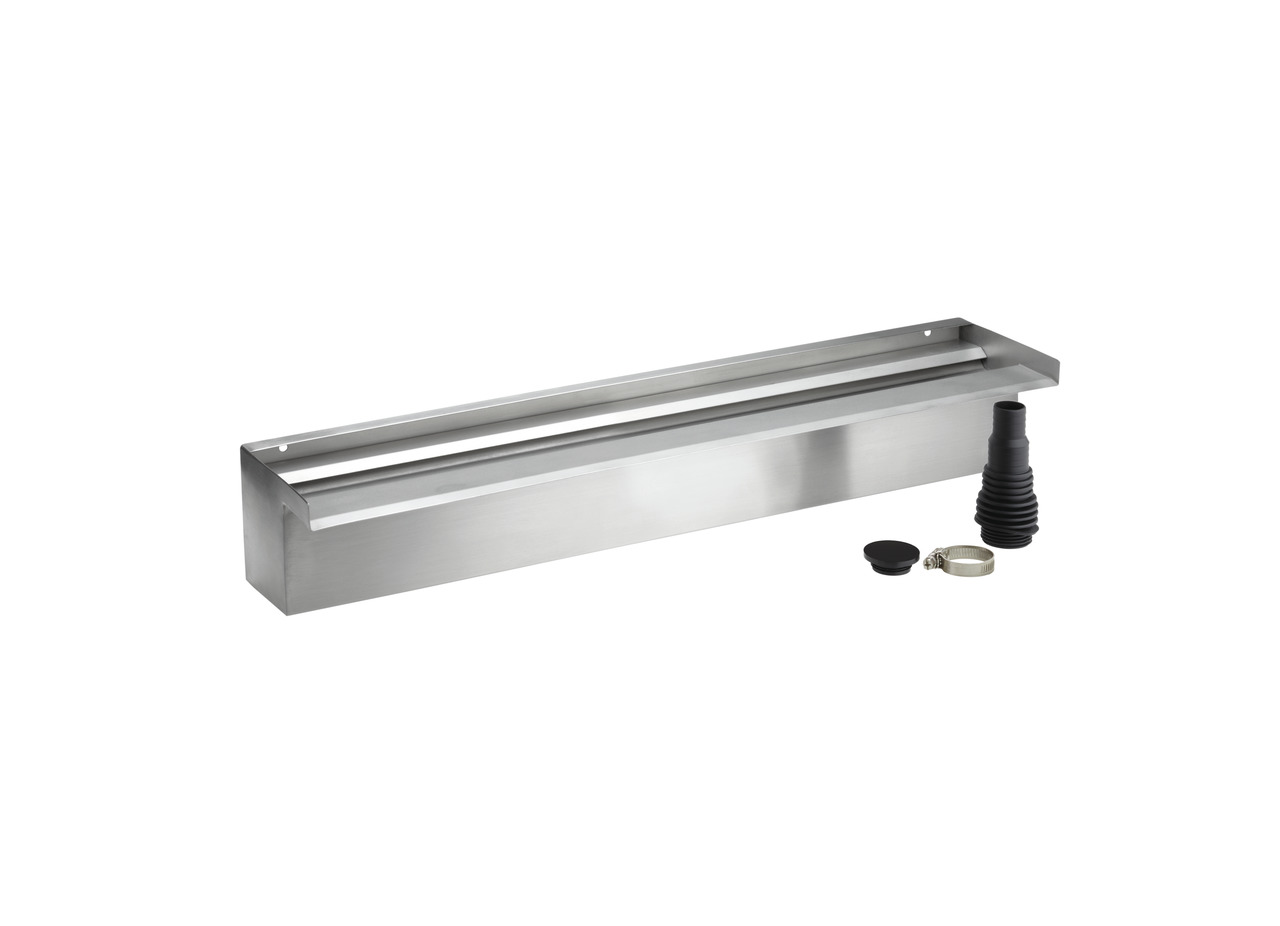 Oase Waterfall 60: Edelstahl-Wasserfall für Gartenteiche/Wasserspiele, rechteckig, inkl. Schlauchanschluss, Schelle & Zubehör.