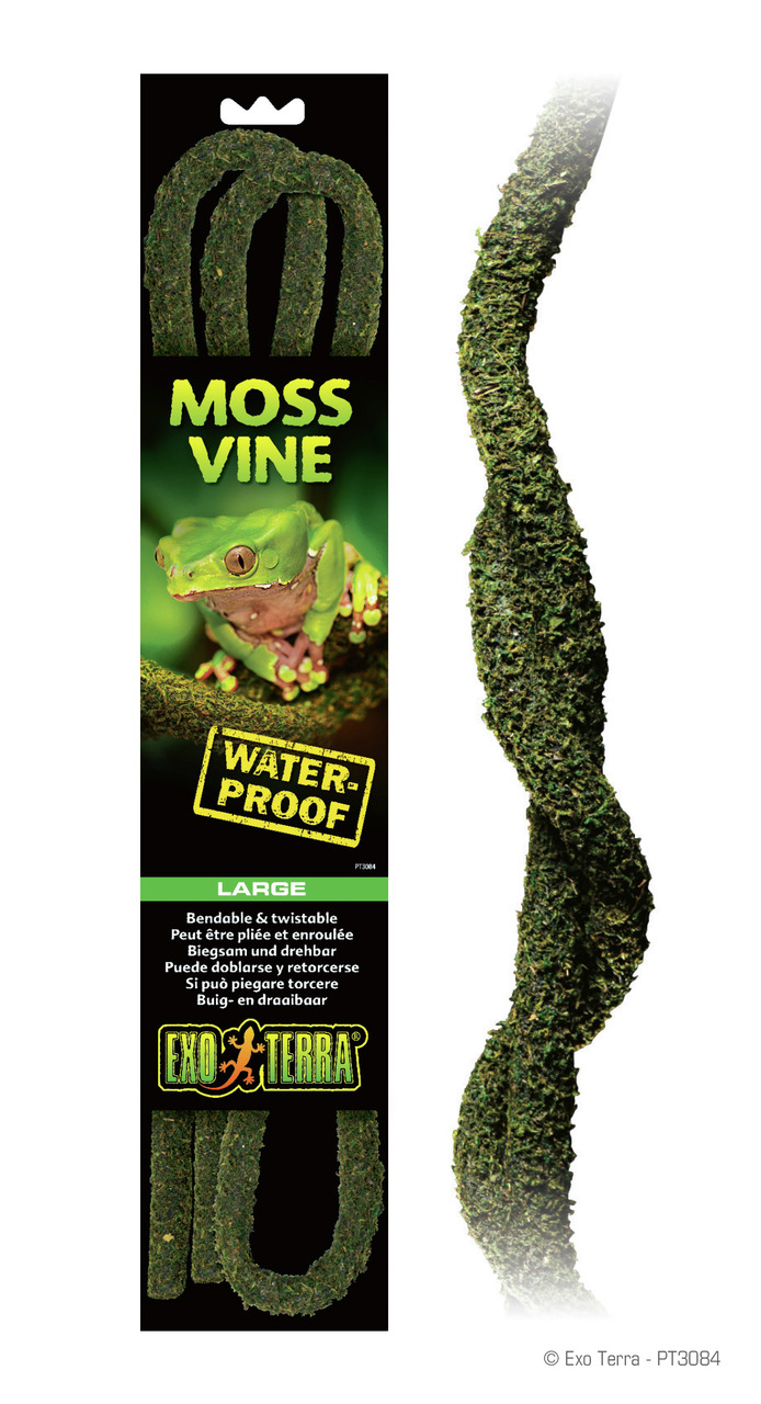 Exo Terra Moss Vine, biegsame Moos-Liane für Reptilien/Amphibien, wasserdicht, grün, Größe Large, ideal für Terrarien.