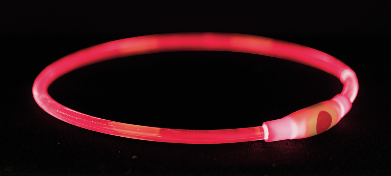 TRIXIE Leuchtring transparent USB L–XL 65 Centimeter rot