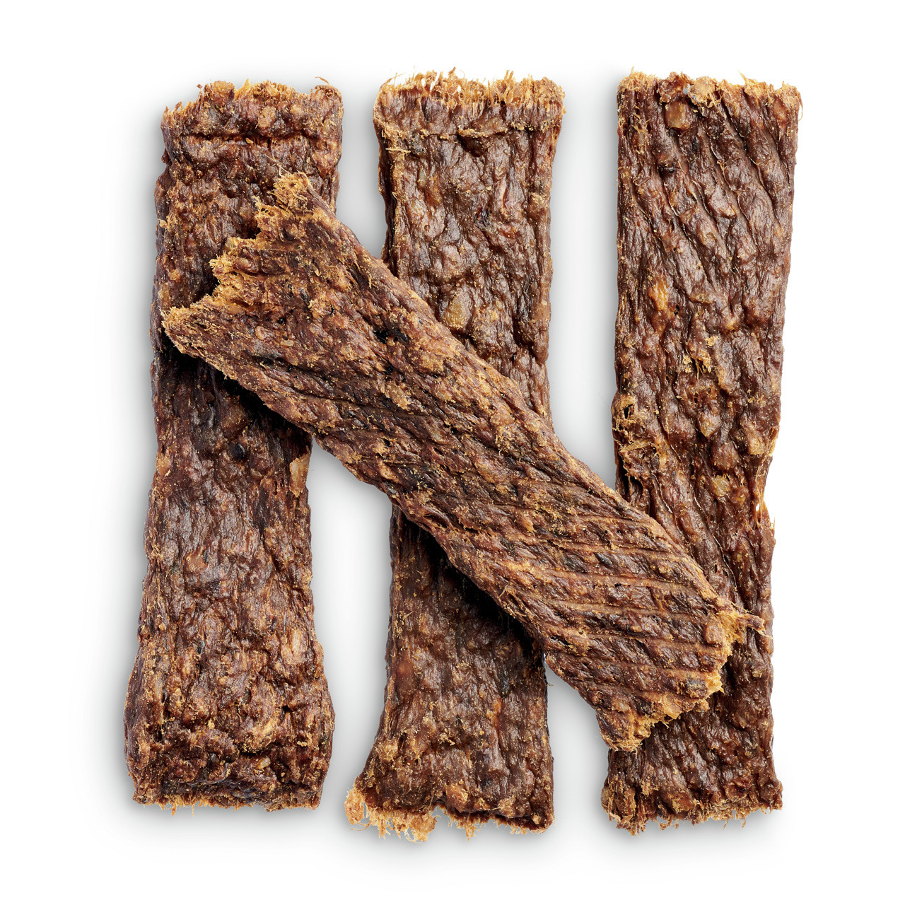 Lottis Häppchen Hundesnack, natürl., für Hunde, rau-faserig, ideal als Belohnung-Zwischenmahlzeit, 3 braune Fleischstreifen.