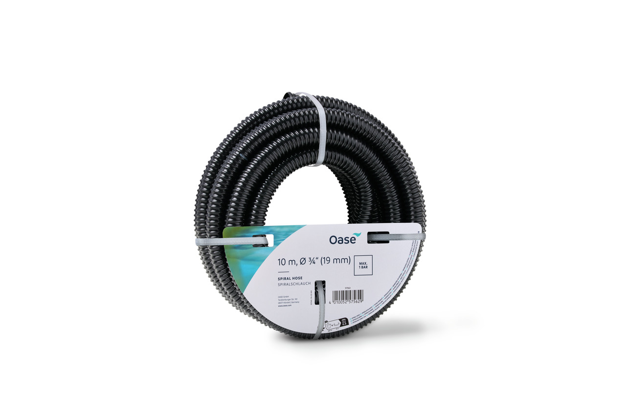 Oase Spiralschlauch, schwarz, flexibel, für Teich-/Gartenbewässerung, robust, geriffelt, ideal f. Wassertransport. EAN: 4010052575629.