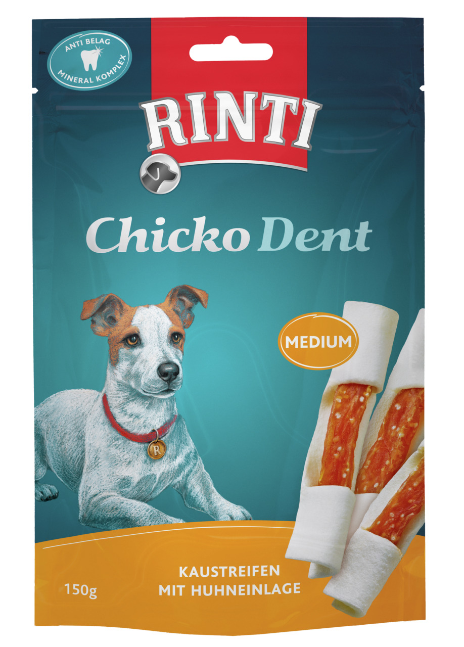 Rinti Chicko Dent Kaustreifen mit Huhneinlage Hunde Snack - Variante M