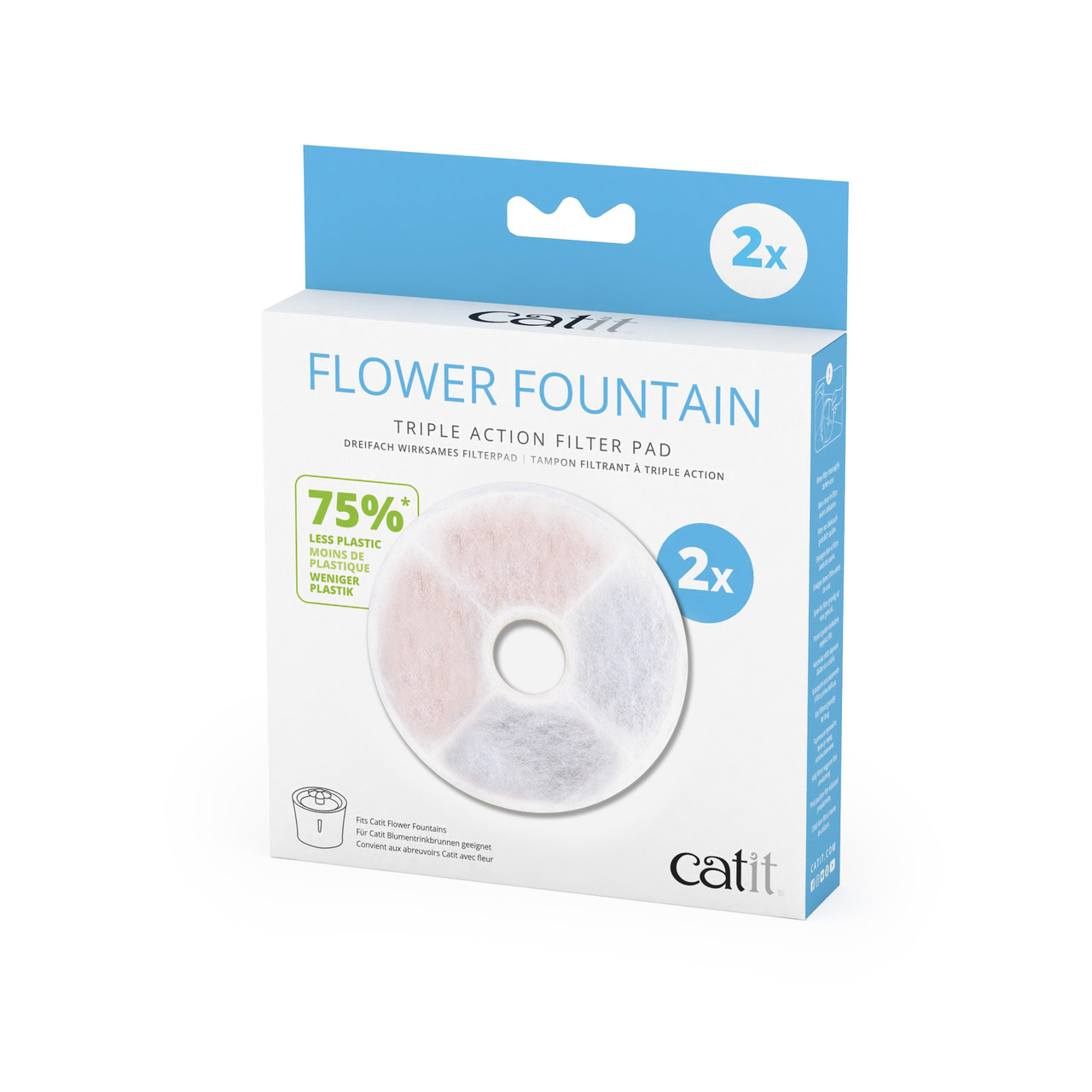 Catit Flower Fountain Filter, Katzen, 2er-Set, reduziert Plastik um 75 %, sauberes Trinkwasser.