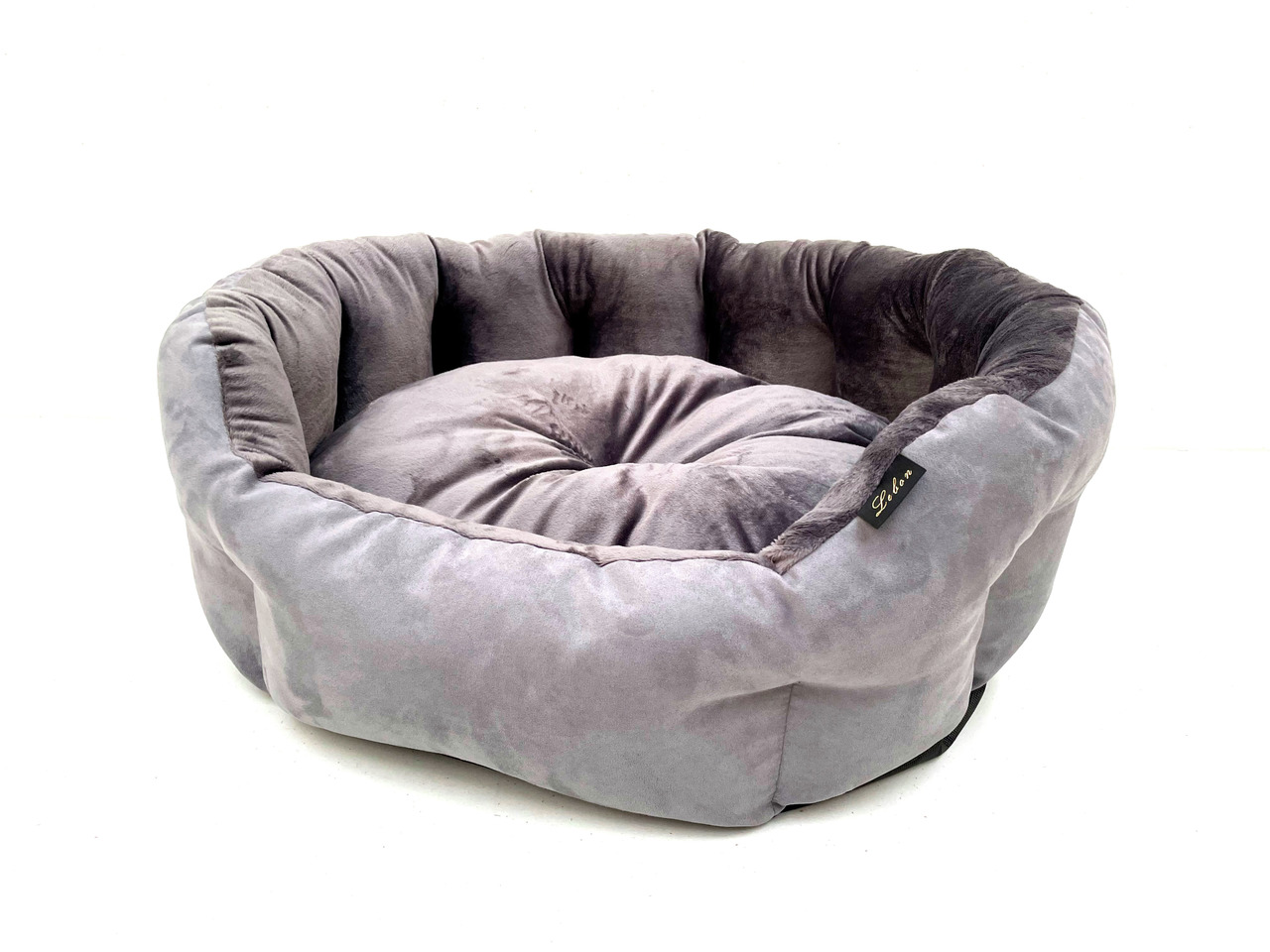 Haustierbett LEBON, grau, für Hunde & Katzen, hoher Komfort durch dicke Polsterung & Ränder, ideal für kleine-mittelgroße Tiere.