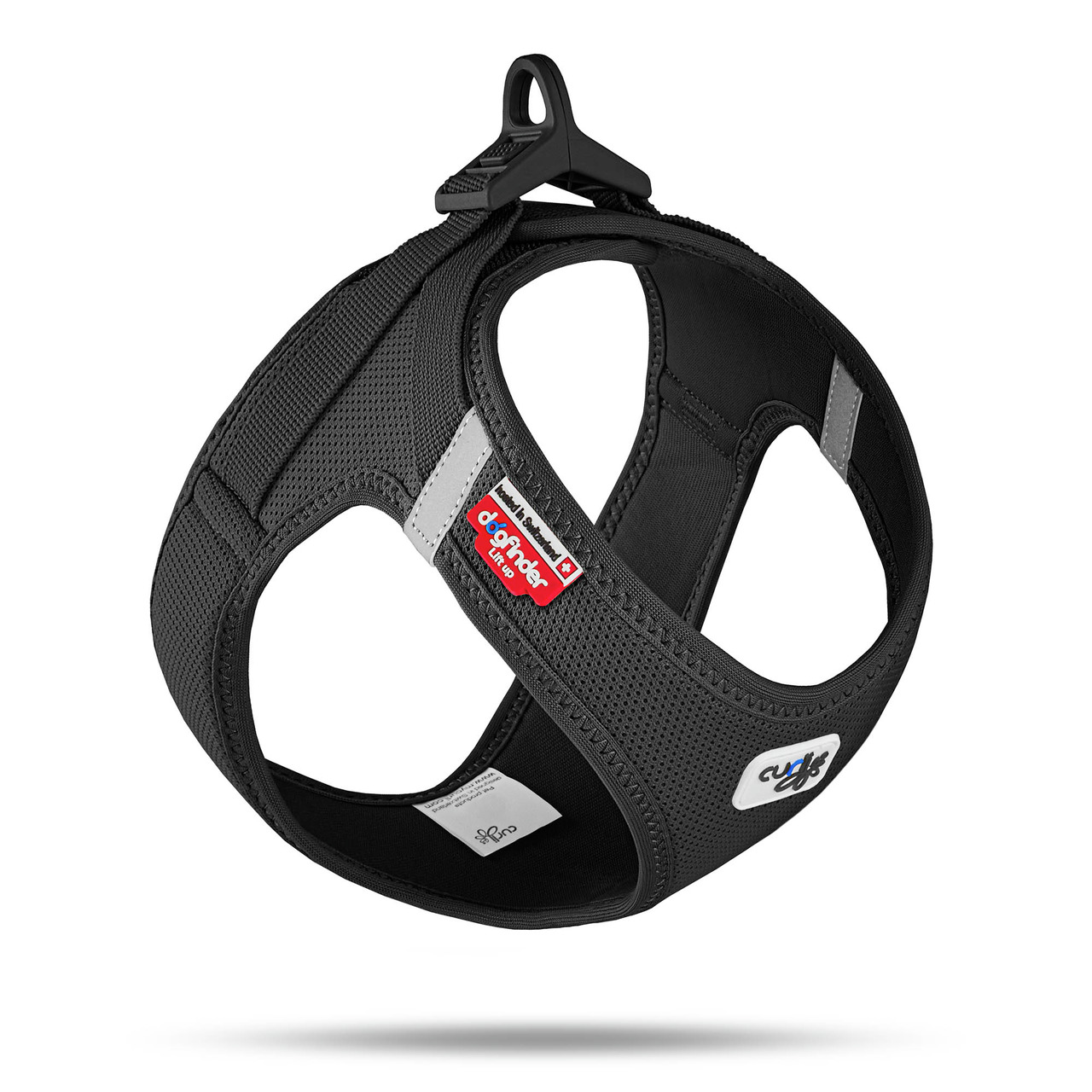 Curli Dog Harness Vest Air-Mesh, für Hunde, atmungsaktives Material, reflektierend, stabiler Leinenpunkt, schwarz.