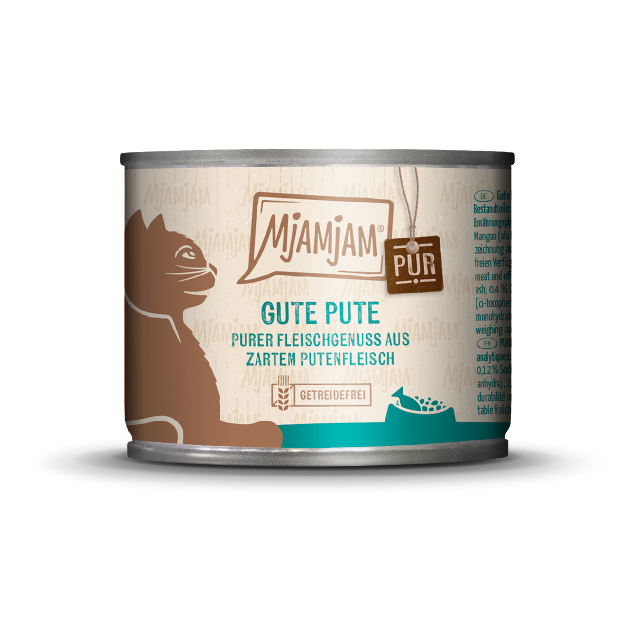 MJAMJAM „Gute Pute“ Katzenfutter, für Katzen, Pute, getreidefrei, purer Fleischgenuss, 1 Dose, Nettogewicht auf Dose.