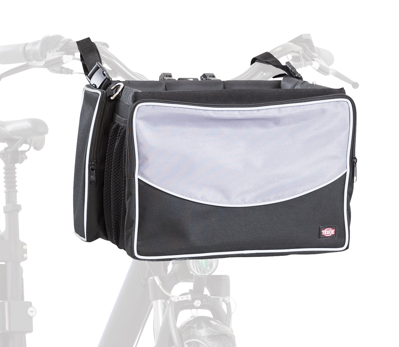 TRIXIE Fahrrad Front-Box für Hunde 41x26x26cm schwarz/grau