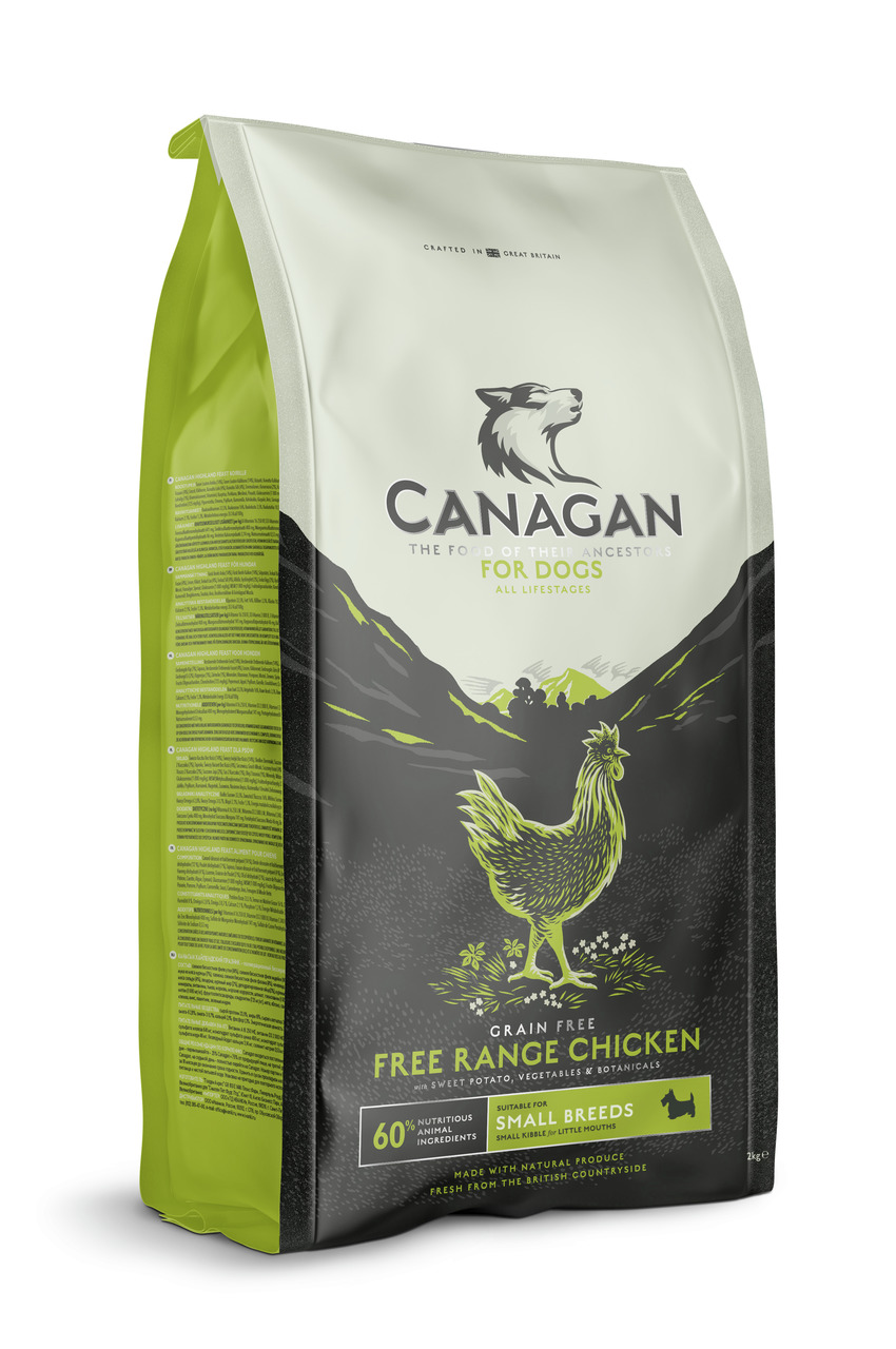 Canagan Free Range Chicken, Hundefutter f. kl. Rassen, getreidefrei, Freilandhuhn, 2 kg, alle Lebensphasen, GB-Herstellung.