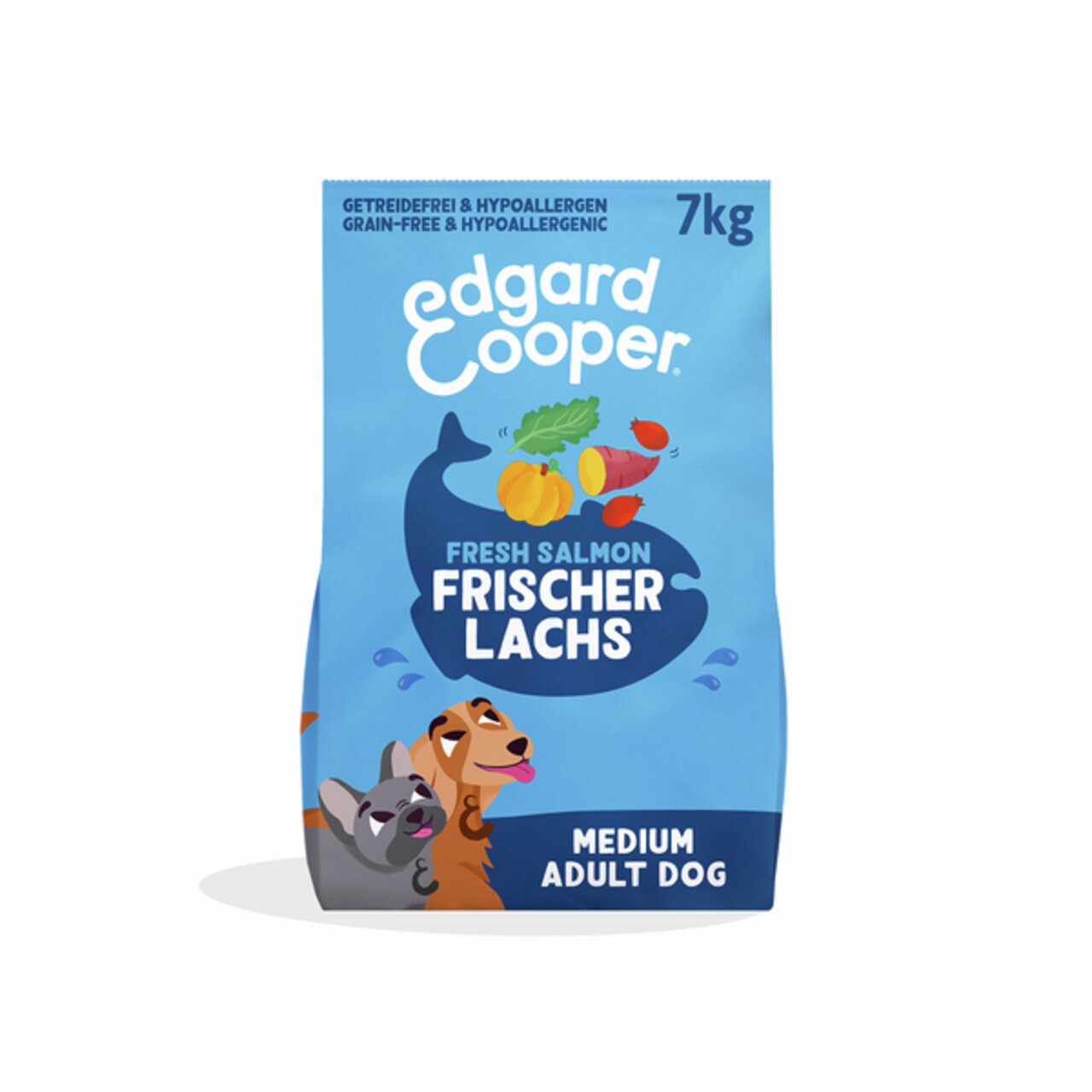 Edgard & Cooper Hundefutter für ausgewachsene Hunde, Geschmack: frischer Lachs, getreidefrei, hypoallergen, 7 kg Beutel.