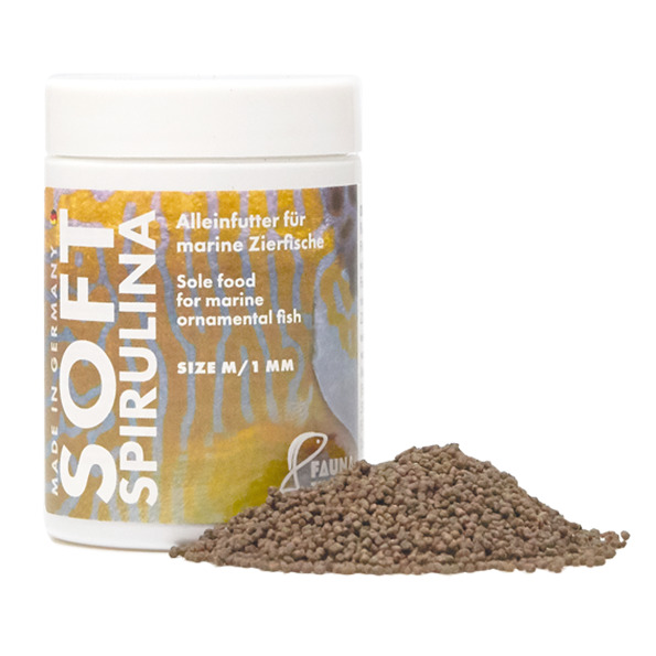 FAUNA MARIN Soft Spirulina, Alleinfutter f. marine Zierfische, braune Pellets, Size M/1 mm, hergestellt in Deutschland.