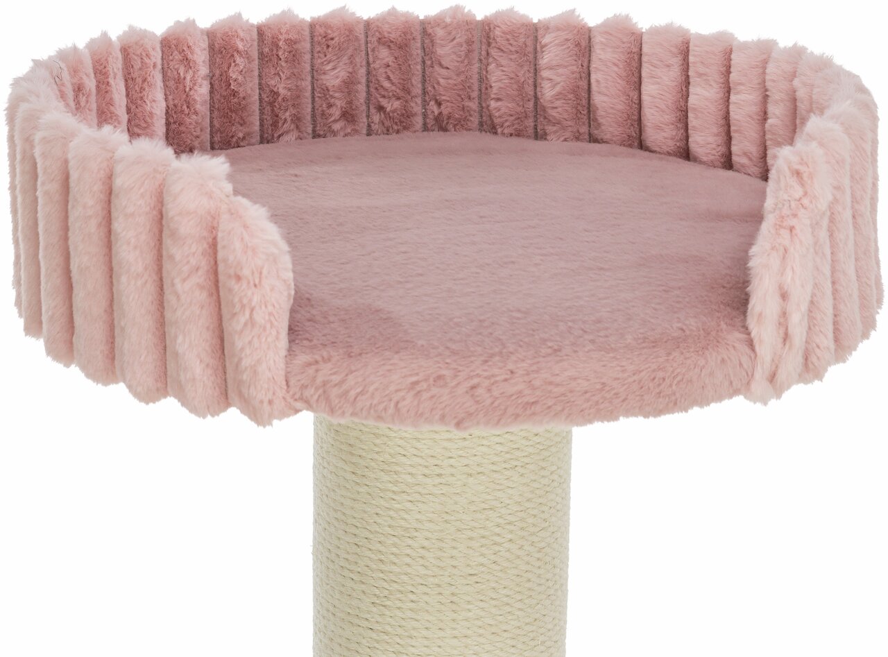 TRIXIE Katzenbett, weich & rosa, für Katzen jeden Alters, plüschig mit gepolsterter Umrandung, ideal für Kratzbäume.