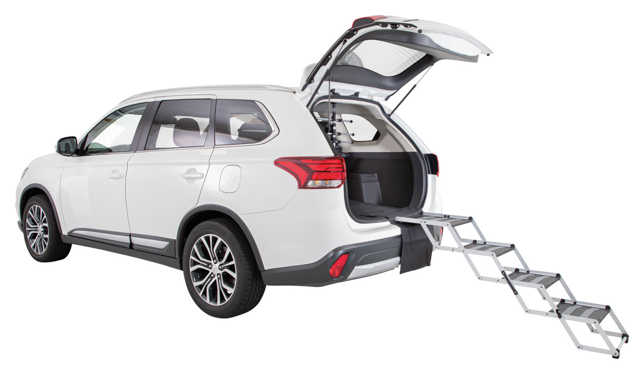 TRIXIE Hunderampe, für ältere-verletzte Hunde, klappbar, Aluminium, erleichtert Ein--Ausstieg ins Auto, ideal für SUV.