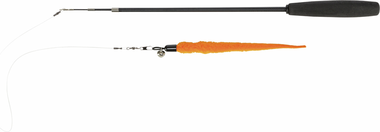 TRIXIE Katzenspielangel, für Katzen, mit Plüschanhänger (orange) & Glocke, fördert Spieltrieb & Bewegung.