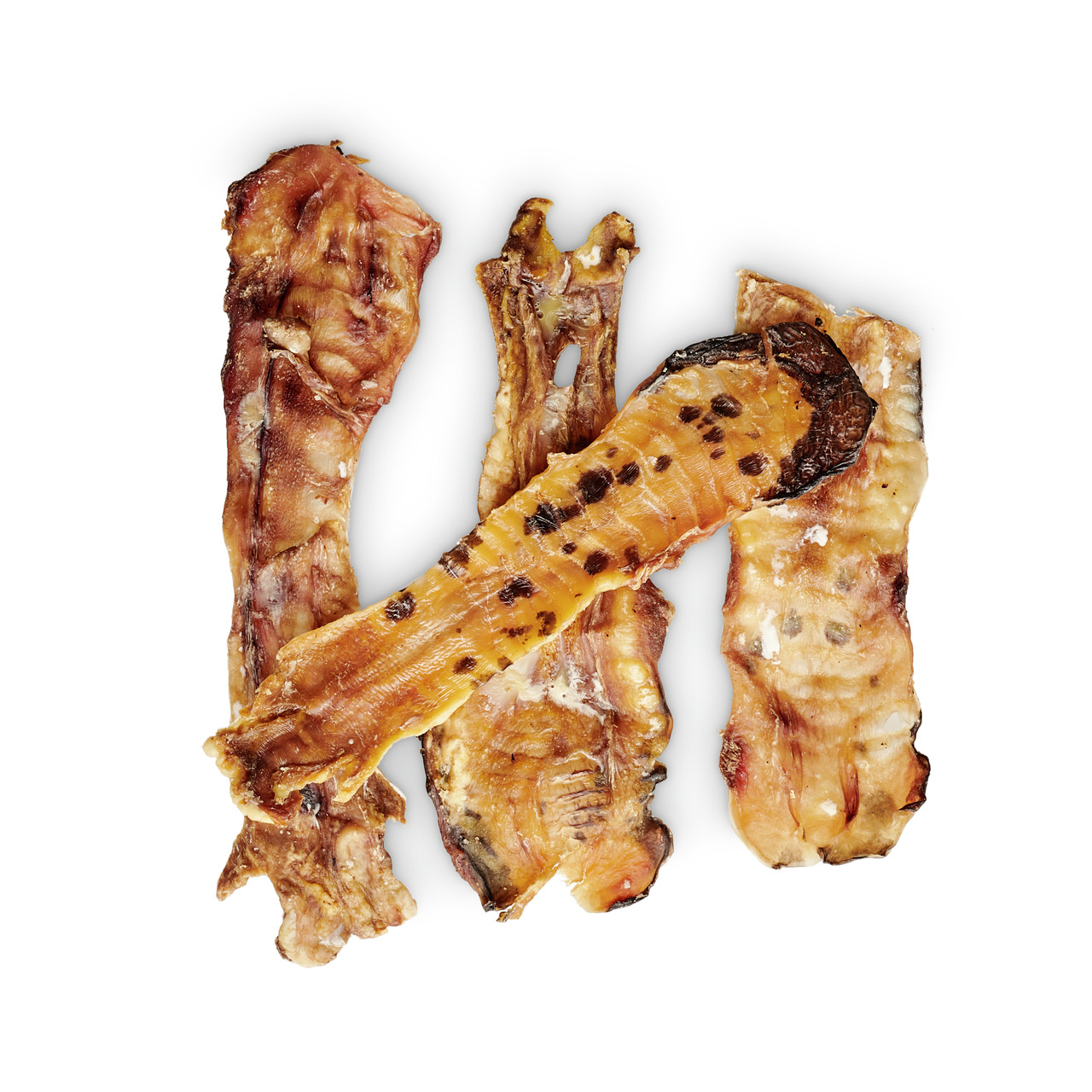 Lottis Häppchen Kaustreifen, natürl. Snack f. Hunde, goldbraun, aus getrocknetem Fleisch, fördert Zahnpflege, Menge nicht sichtbar.