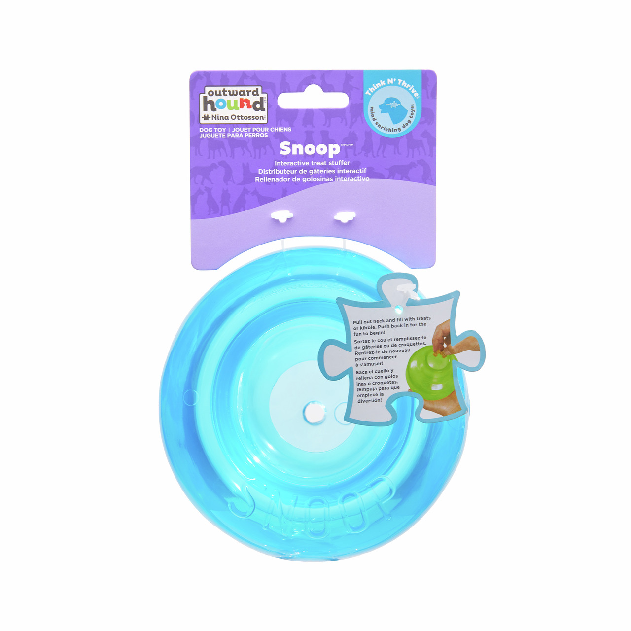 Outward Hound Nina Ottosson Snoop, interaktives Hundespielzeug, blau, für alle Größen, Leckerli-Spender, fördert Intelligenz, Spielspaß.