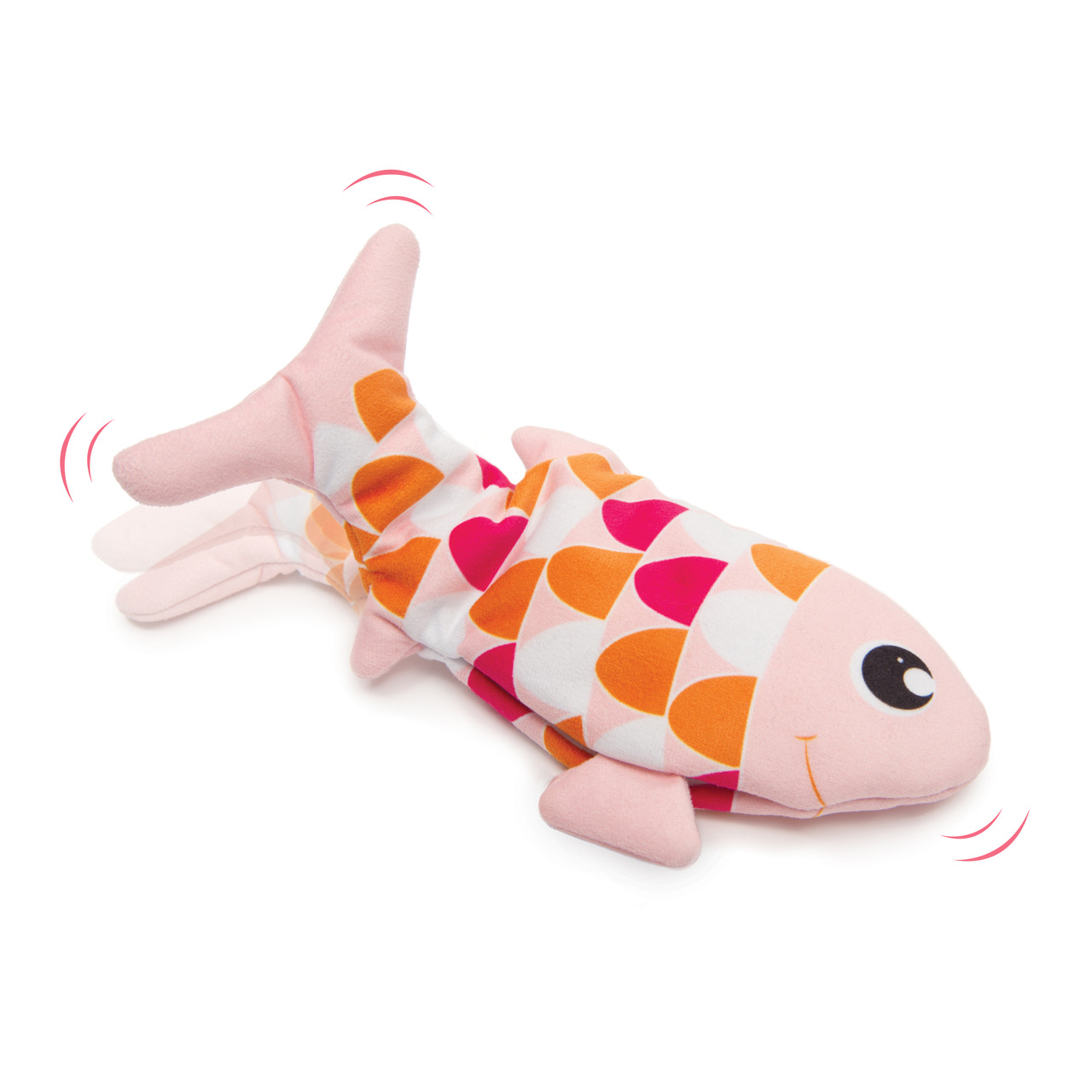 Catit Katzenspielzeug Fisch, rosa-weiß mit Herzmustern, bewegliche Flossen. Für Katzen. Menge: 1 Stk.
