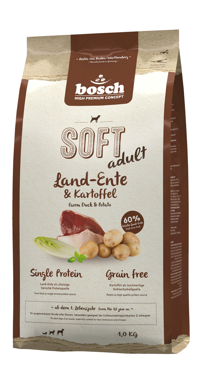 bosch SOFT adult Land-Ente & Kartoffel 1kg Hundetrockenfutter