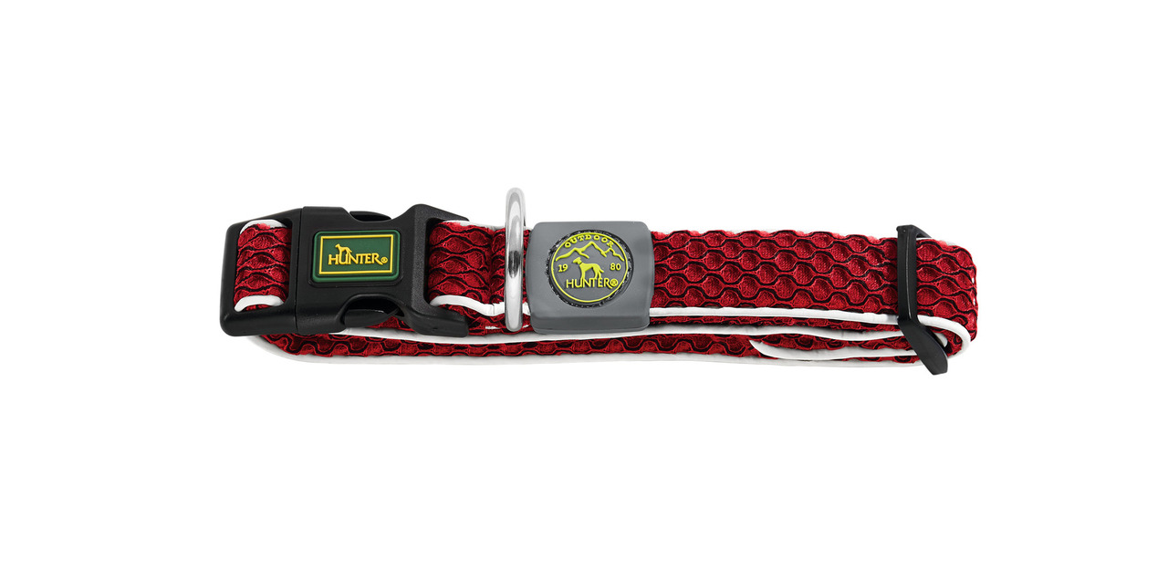 HUNTER Hundehalsband Hilo, atmungsaktives Mesh, für alle Hunde, reflektierend, stabiler Klickverschluss, leicht, ideal Tag/Nacht.