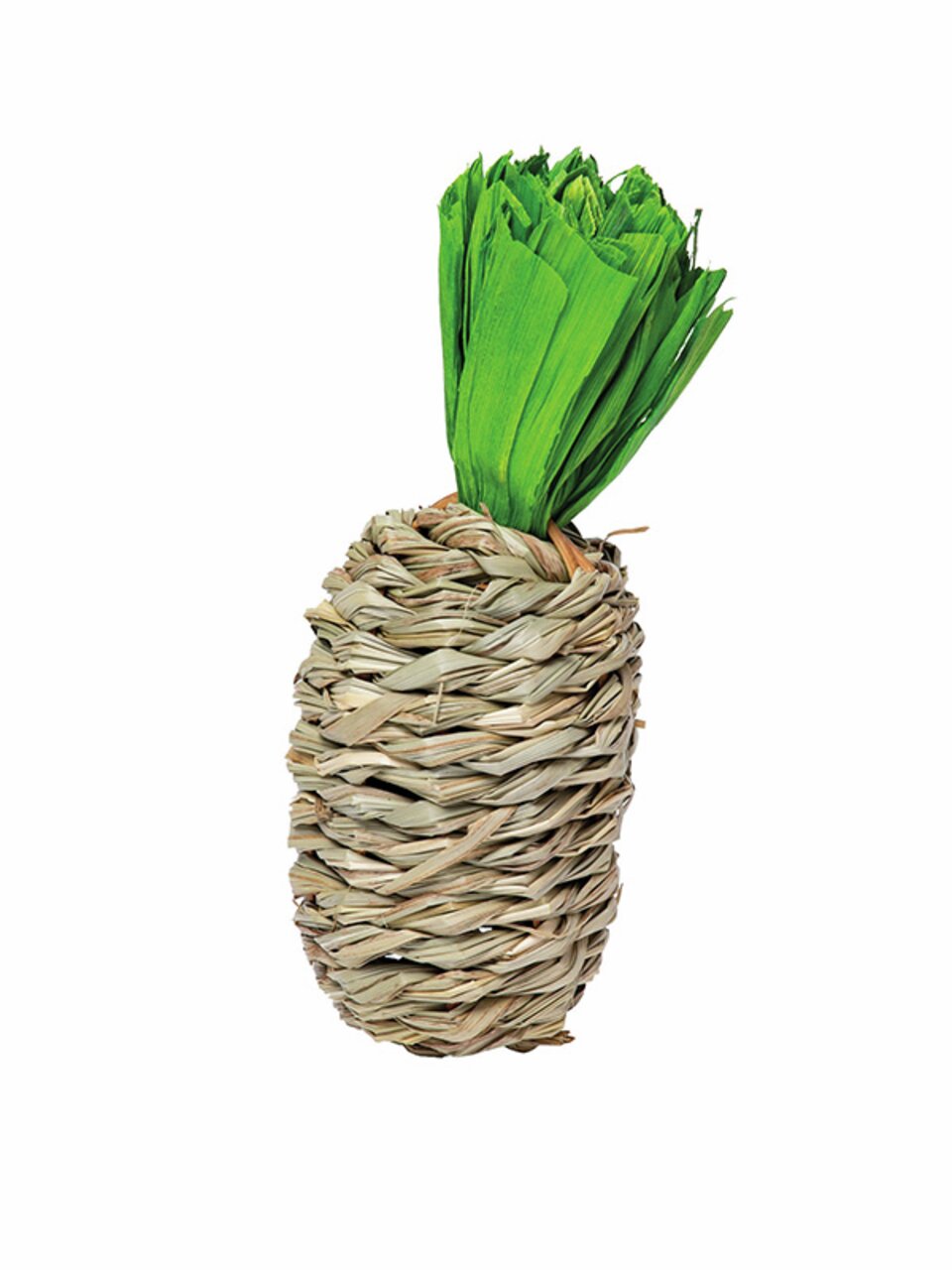 Quapas Spielzeug für Kleintiere (z. B. Kaninchen), Ananas-Form, Pflanzenfasern, fördert Knabberverhalten, aus natürlichen Materialien.
