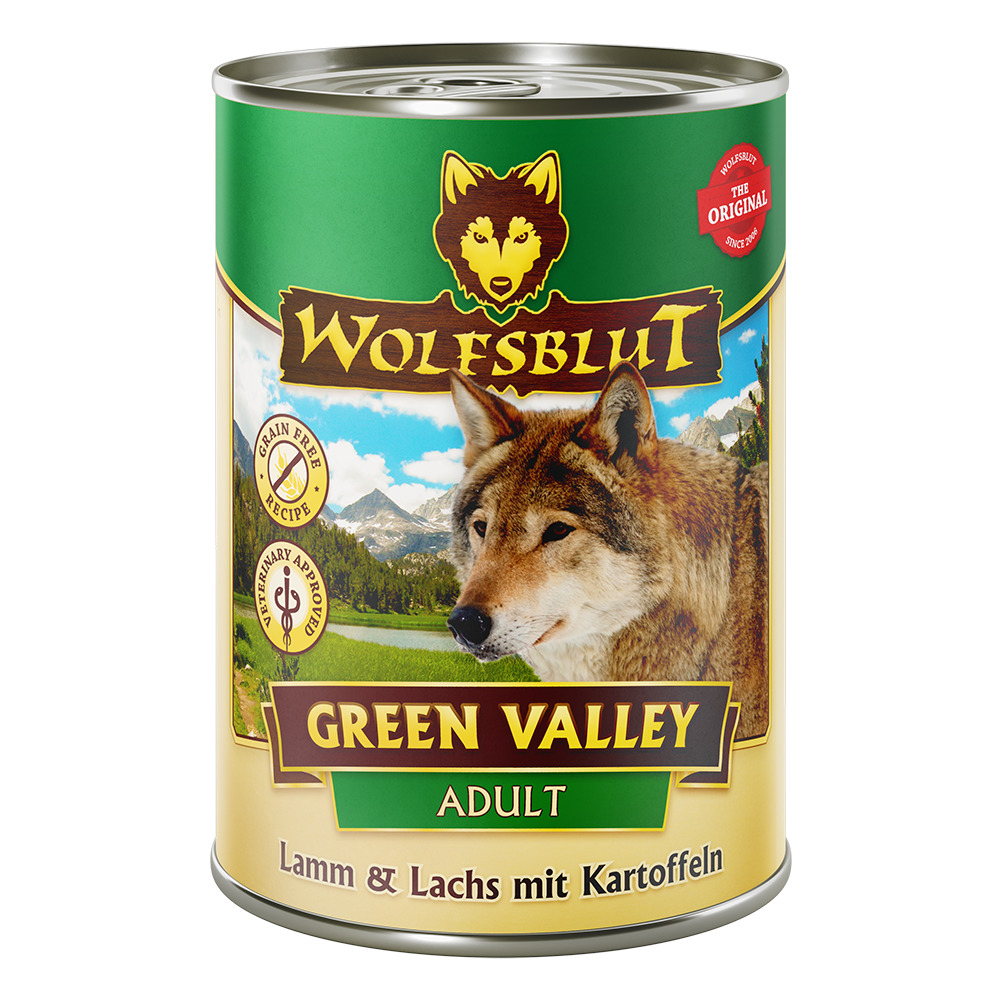 WOLFSBLUT Green Valley Lamm & Lachs mit Kartoffeln 395g Hundenassfutter