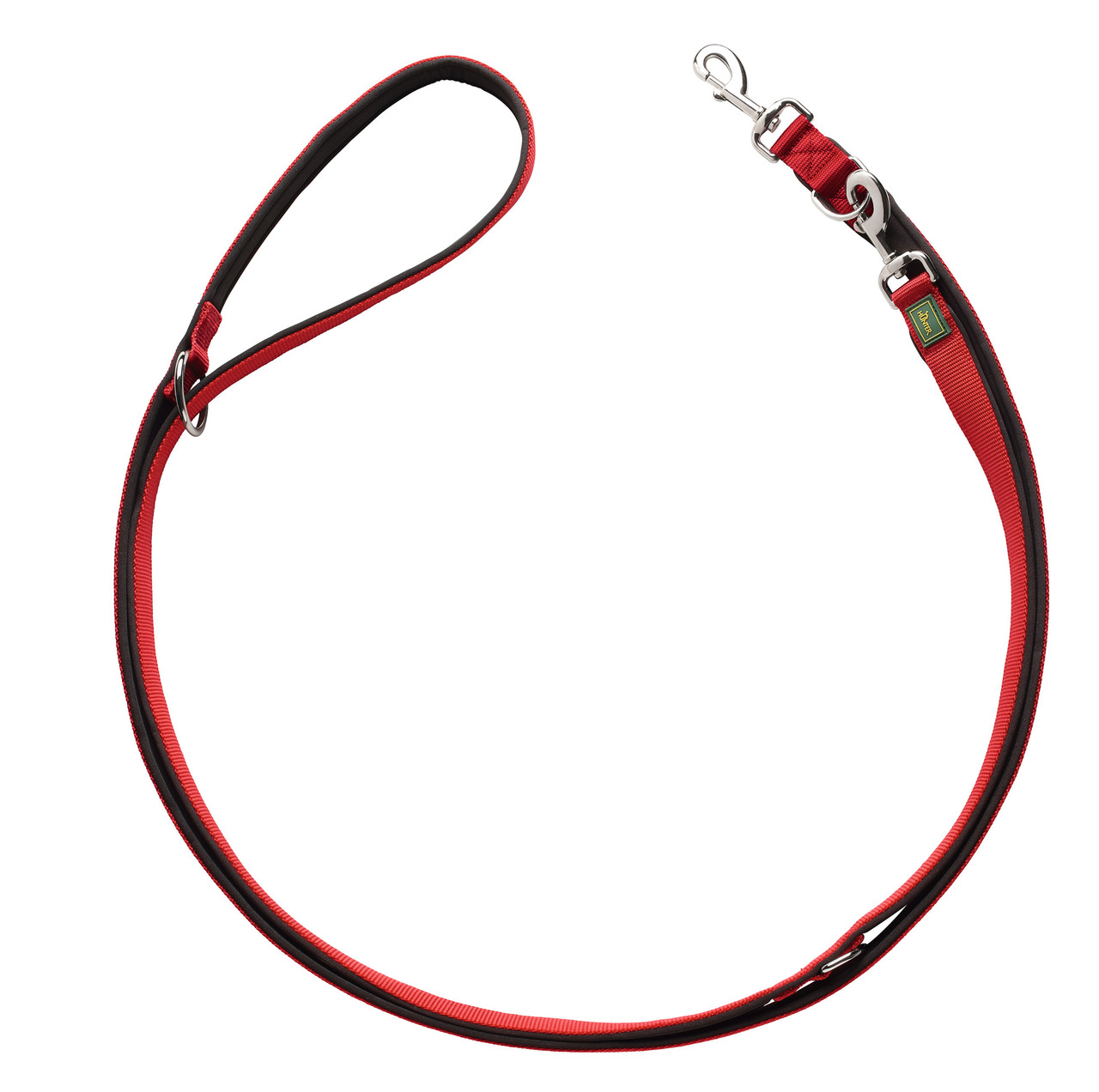 Verstellbare Führleine "HUNTER Tripoli", Rot-Schwarz, für Hunde, Nylon, Metallkarabiner, Komfort+Sicherheit, Länge: ca. 2 m.