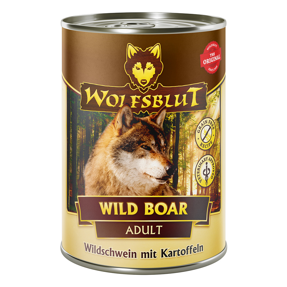 Wolfsblut Wild Boar Adult, Wildschwein+Kartoffeln, für ausgew. Hunde, getreidefrei, mit Tierärzten entwickelt, 395 g.