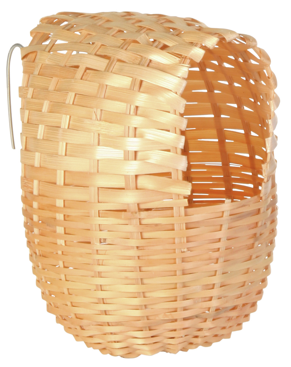 Geflochtener Nistkasten von TRIXIE aus hellem Holzmaterial, speziell für Vögel wie Kanarienvögel oder Wellensittiche. Der robuste, offene Korb bietet eine natürliche Optik und sicheren Schutz für die Brut. Ideal für den Innen- und Außenbereich. Maße und D