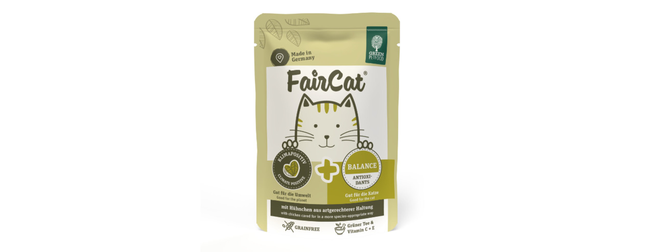 Green Petfood FairCat Balance: Katzenfutter mit Huhn, getreidefrei, angereichert mit grünem Tee & Vit. C+E, umweltfreundl., 1,5 kg.