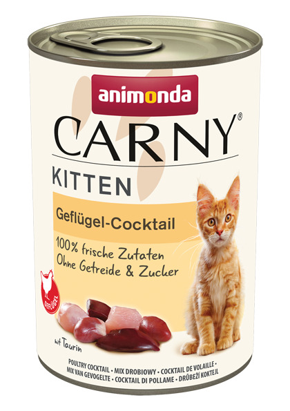 Animonda Carny Kitten Geflügel-Cocktail, für Kätzchen, 100 % frische Zutaten, getreide- & zuckerfrei, mit Taurin, 200 g.