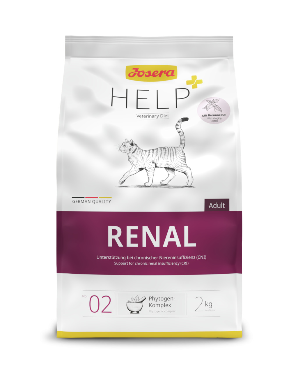 Josera Help Renal, 2 kg, Trockenfutter für Katzen mit CNI, Phytogen-Komplex mit Brennnessel, unterstützt Nierenfunktion.