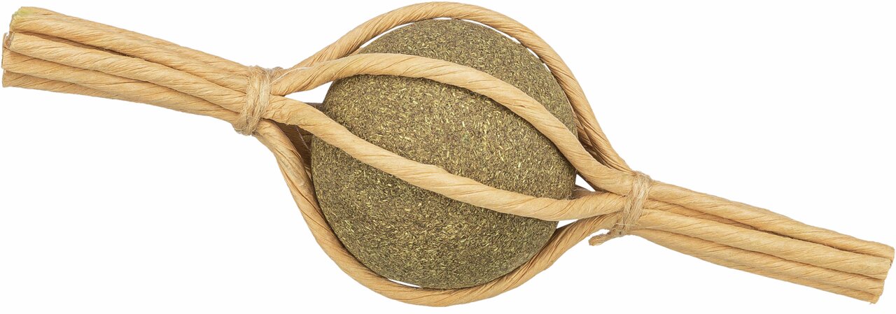 TRIXIE Katzenspielzeug, Catnip-Ball mit Sisalseil, für Katzen, fördert Spieltrieb & Zahnpflege, ca. 15 cm.