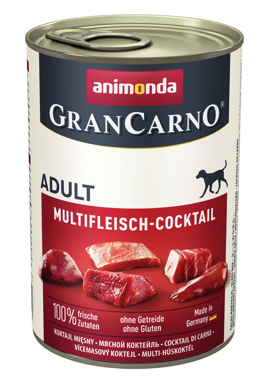 Animonda GranCarno Multifleisch-Cocktail, Adult, 100 % frische Zutaten, ohne Getreide-Gluten, hergestellt in Deutschland.