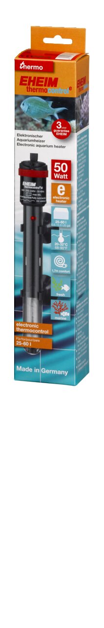 EHEIM Thermocontrol Aquariumheizer, 50W, für 25-60L, präzise Temp.regelung, einfache Bedienung, hohe Qualität „Made in Germany“.