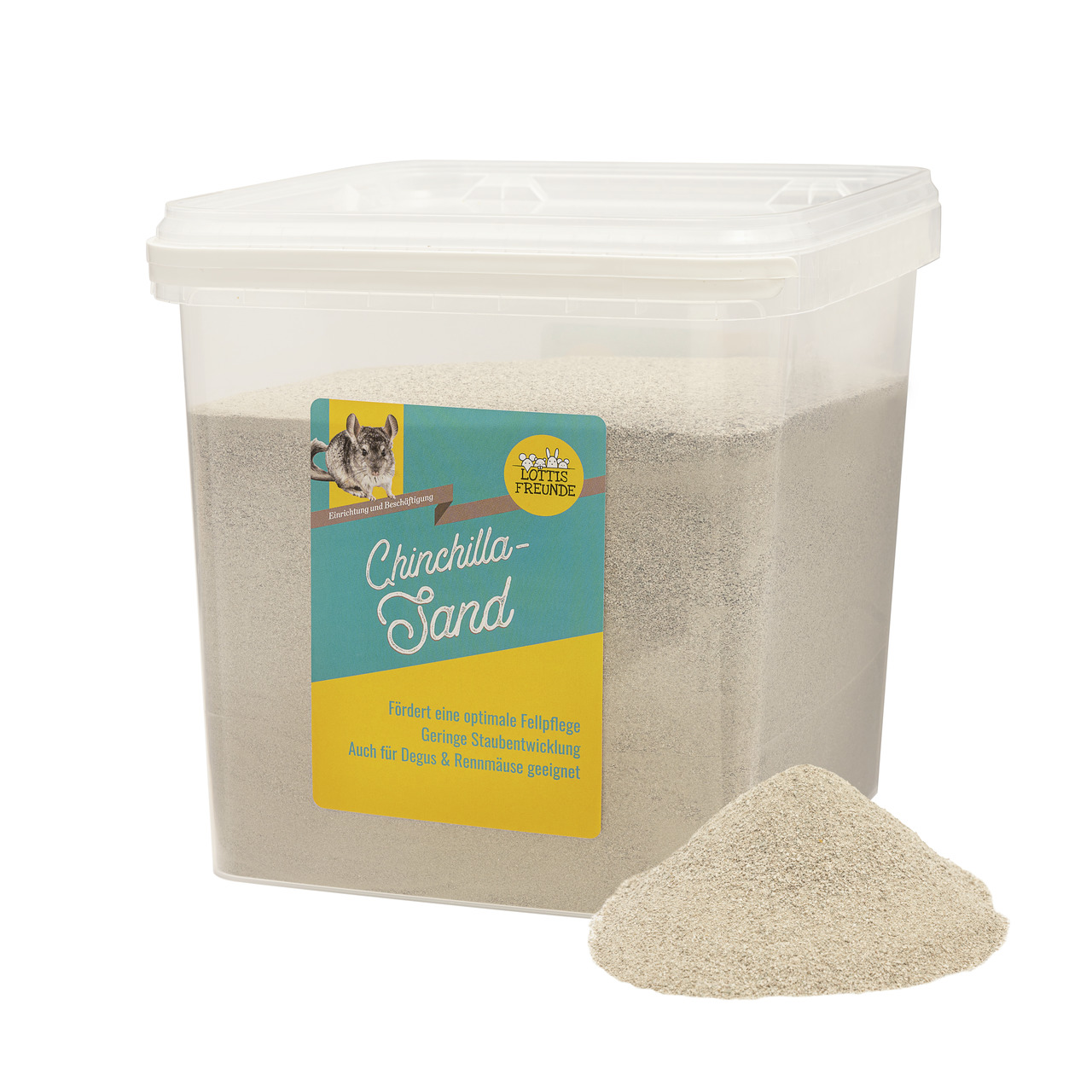 Lottis Freunde Chinchilla-Sand, 5L: Fördert Fellpflege, geringe Staubentwicklung, für Chinchillas, Degus & Rennmäuse.