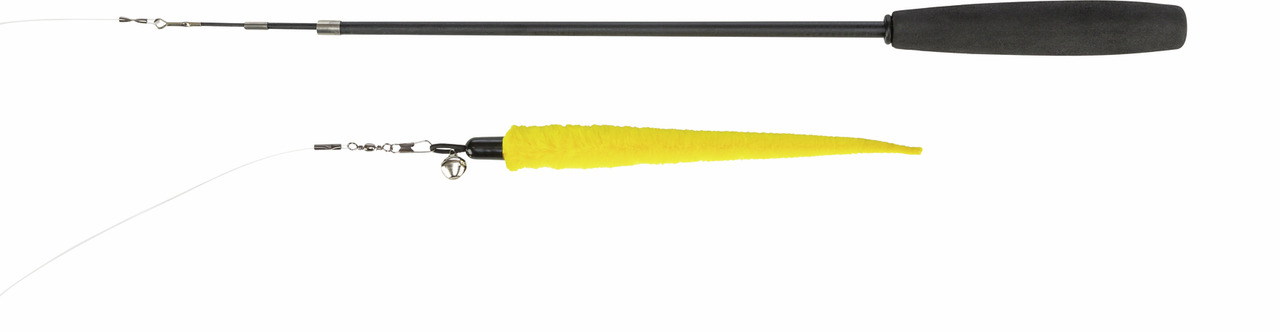 TRIXIE Katzenangel, Zielgruppe: Katzen, gelber Plüsch-Anhänger, fördert Bewegung & Interaktion, EAN 4011905454863.