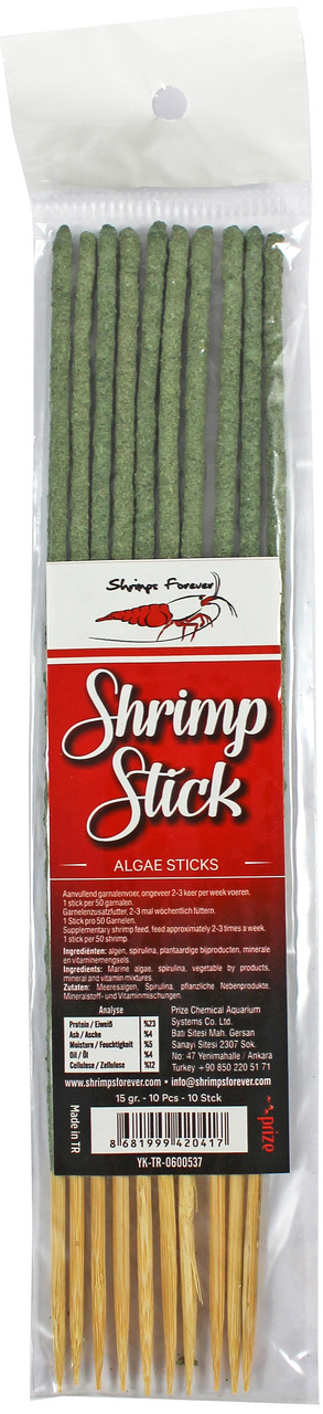 Shrimp Forever Shrimp Stick Algae Sticks, für Garnelen, Algen-Geschmack, hochwertig, 15 g (10 Sticks).