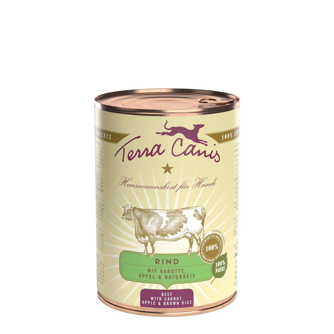 Terra Canis Hausmannskost, Rind mit Karotte, Apfel & Naturreis, 400 g, für Hunde, 100 % Natur, hochwertige Zutaten.
