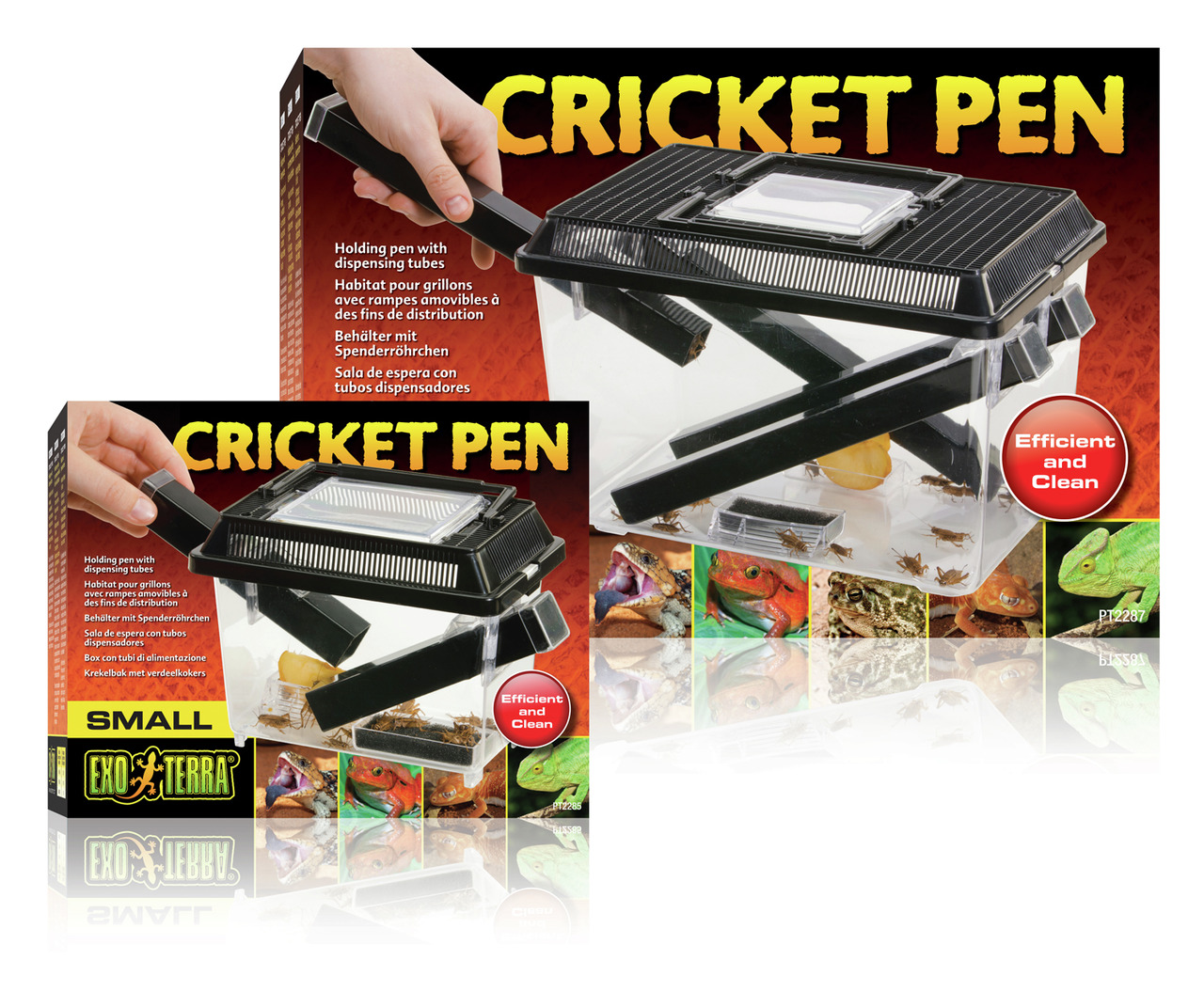 Exo Terra Cricket Pen Small: Behälter m. Spenderrohren f. Grillen, ideal f. Reptilienhalter. Effizient, sauber, "Efficient and Clean".