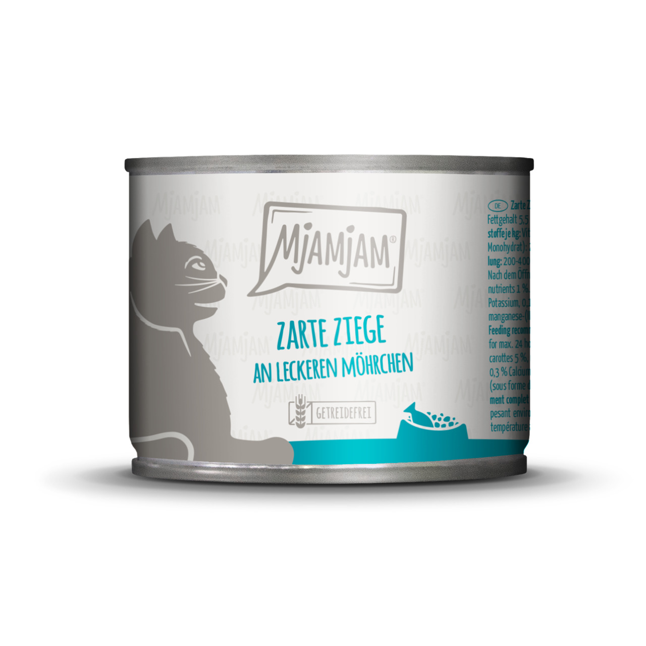 Mjamjam Katzenfutter „Zarte Ziege an Möhrchen“, 200 g, getreidefrei, für Katzen, hochwertige natürliche Rezeptur.