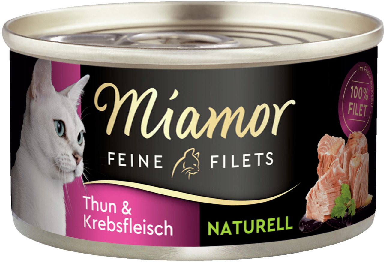Miamor Feine Filets Katzenfutter, Thunfisch & Krebsfleisch, naturell, 100% Filet, für Katzen.