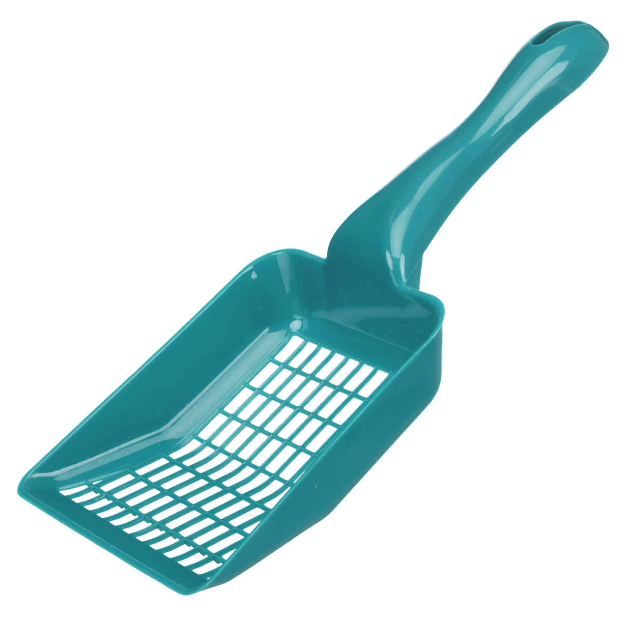 Türkisfarbene Katzentoilettenschaufel von TRIXIE, speziell für die Reinigung von Katzenstreu entwickelt. Ergonomischer Griff für komfortable Handhabung. Die Schaufel verfügt über schmale Schlitze, um sauberes Streu effizient zu trennen. Ideal für Katzenbe