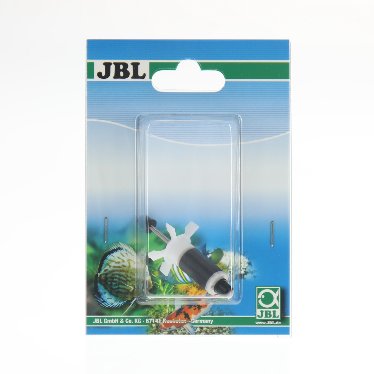JBL ProFlow Impeller Set, Ersatzteil f. Aquarienpumpen, Zielgr.: Aquarienbesitzer, Rotor schwarz/weiß, in transparenter Hülle.