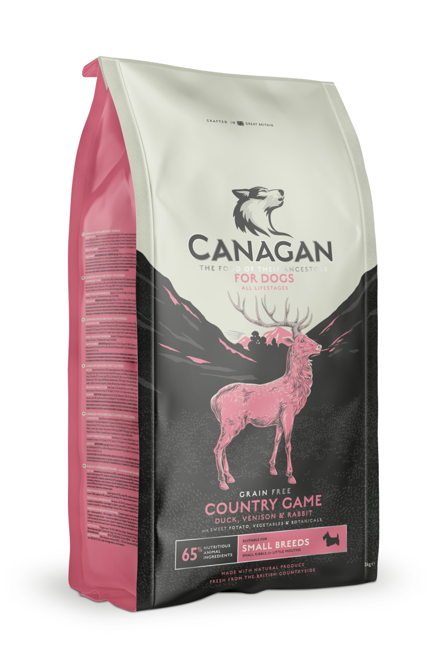 Canagan Country Game, Hundefutter f. kl. Rassen, getreidefrei, Ente/Wild/Kaninchen, 2 kg, alle Lebensphasen, aus Großbritannien.