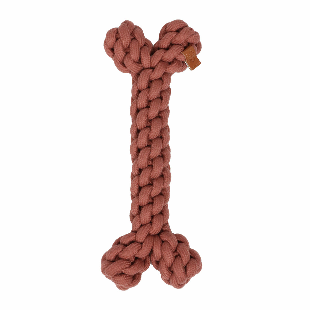 D&D Hundespielzeug "Knot Bone", Terracotta, für mittelgroße/große Hunde, robustes Baumwollseil, Zahnpflege, langer Spielspaß.